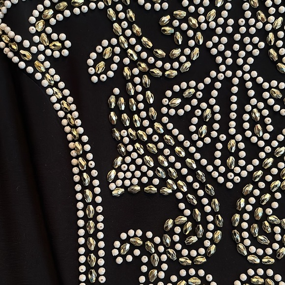 Xscape dress long sleeve size 8 beading white & muted gold Balmain inspo - Picture 4 of 9